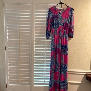 Lilly Pulitzer, long, pink, and blue dress